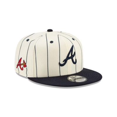 Atlanta Braves Gorra | New Era MLB Pinstripe 9fifty Snapback Cap Mexico - Blancos